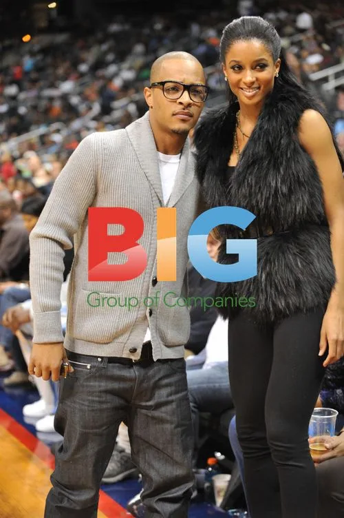 T.I. and Ciara at NBA Game