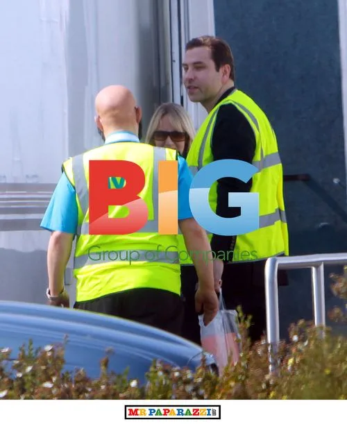 Walliams and Lucas on 'Come Fly With Me' Set