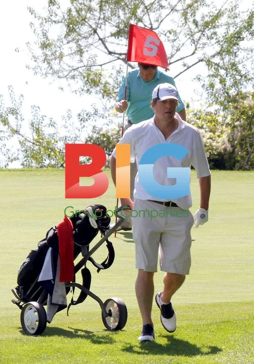 Hugh Grant Practices Golf Swing in Monte-Carlo