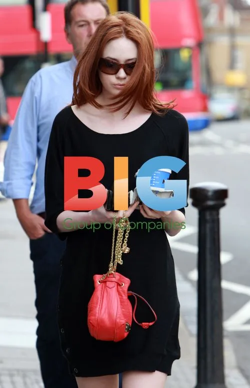 Karen Gillan Battles Windy Weather in London