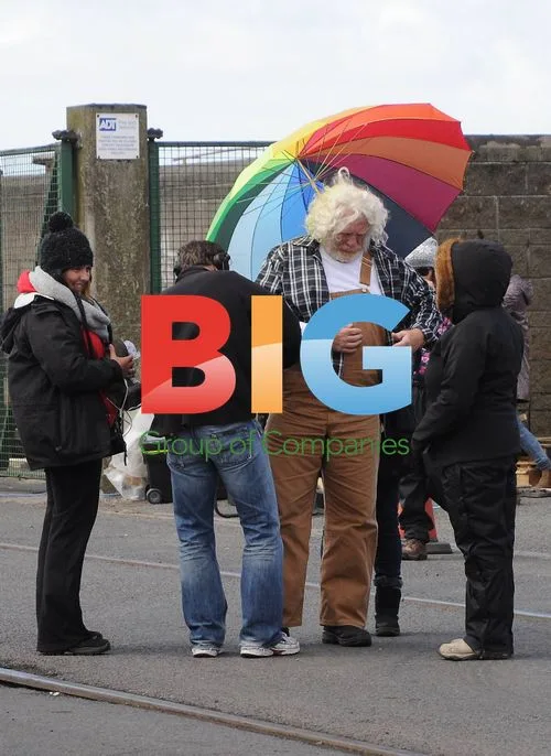 James Cosmo and Greg Germann on 'Accidental Santa' set