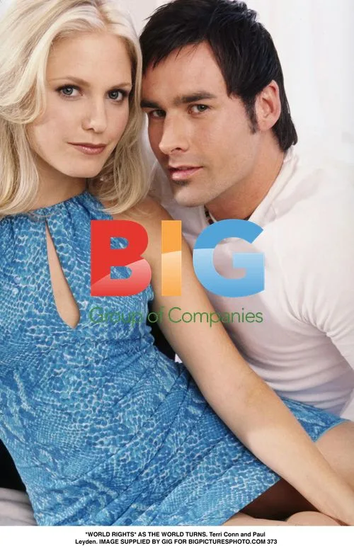 Terri Conn and Paul Leyden on the set of 'As the World Turns'