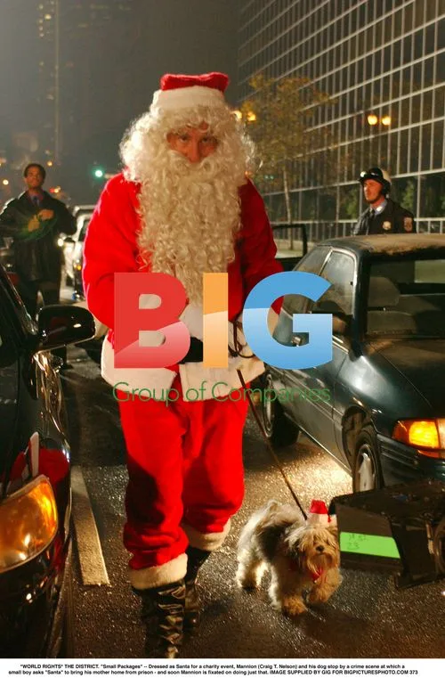 Mannion and dog dressed as Santa