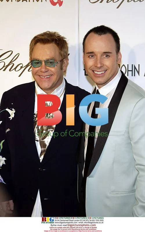 Elton John and David Furnish at Elton John InStyle Oscar party