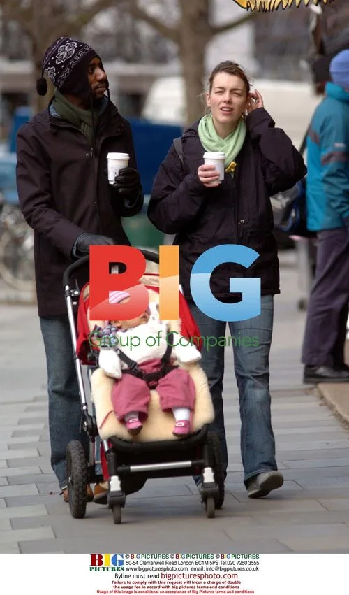 Olivia Williams with family out for walk