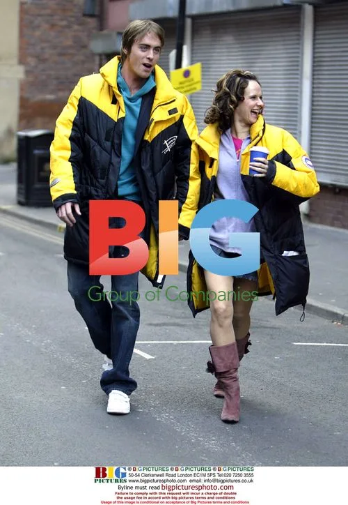 James Murray and Sian Reeves on set of Cutting It